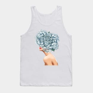 Girl with beautiful flowers instead of a head. Tank Top